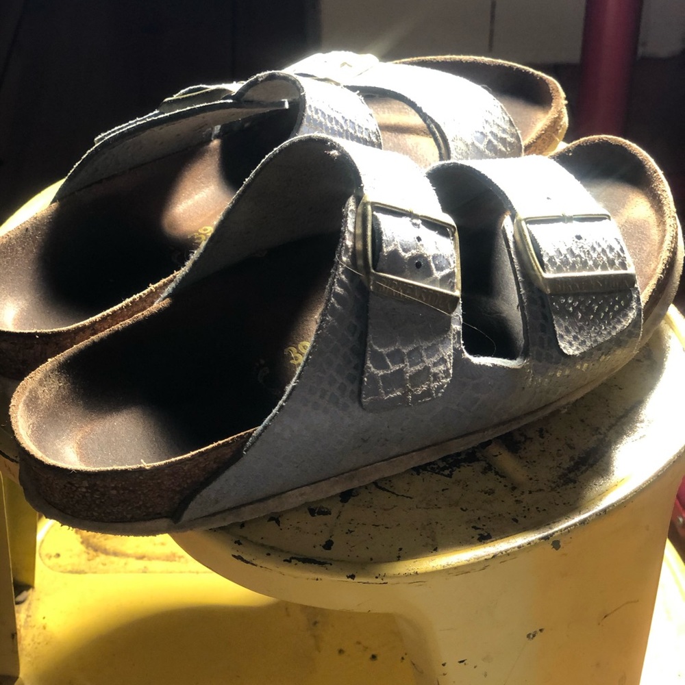 BIRKENSTOCK Arizona Shiny Snake Sky Blue